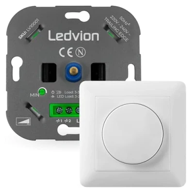 Imagen de Ledvion, Divisor LED, 3, 250 vatios, Regulador LED universal, de luz empotrada, la placa control del variador, Marco cobertura variador