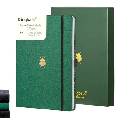 Imagen de Dingbats* Pro B5 Grande Cuaderno Punteado con Caja de Regalo Libreta Cubierta Textil, Encuadernada Hilo Cierre Elástico, Marcador