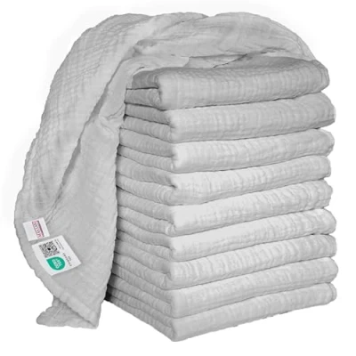 Imagen de MAKIAN Pack de 10 Uds. Muselinas Bebe Algodon 80x80, Paños Doble Capa, Gasas sin Sustancias Nocivas, Certificado Öko Tex, Gris