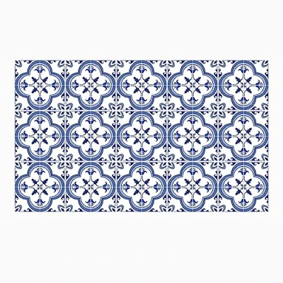 Imagen de Ulticool Pegatina decorativa Azulejos Azul Blanco Mandala Accesorio de Pared Trasera 15x15 cm 15 unidades Adhesivo para Baño Cocina Adhesivos