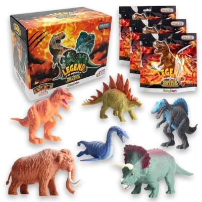 Imagen de Sbabam Funny Box Legend of Animals Master Jurassik, Dinosaurios para niños grandes y extensibles, 3 unidades, juegos de quiosco con T Rex Triceratops otros Animales juguete regalo