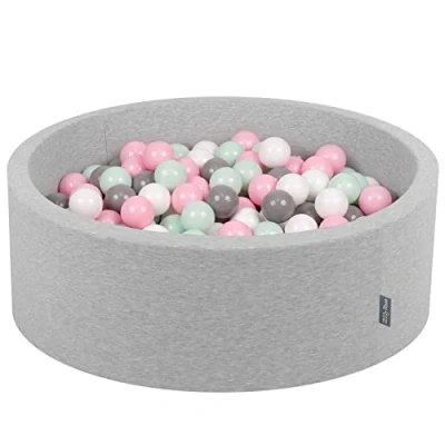Imagen de KiddyMoon 90X30cm/200 Bolas Piscina De para Ninos Hecha En La UE, Gris Clr:Blanco/Gris/Menta/Rosa Claro