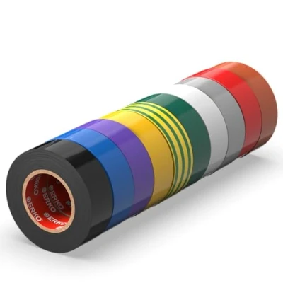 Imagen de ERKO Cinta aislante multi colores 15mm x 10m 10 piezas, adhesiva para instalaciones eléctricas PVC, aislar y reparar cables eléctricos, extrafuerte, agrupar