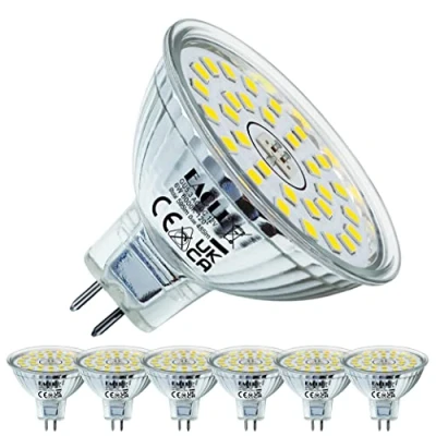 Imagen de EACLL Bombillas LED GU5.3 Blanco Frío, 6W Equivalente 50W MR16 Halógena, Pack de 6, Focos Sin Parpadeo AC/DC 12V, 6000K 485 Lúmenes 120 Spotlight, Lámpara Reflectora no Regulable