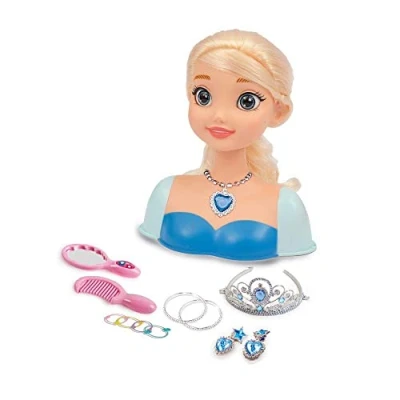 Imagen de Grandi Giochi Princess Styling Head Reina de Hielo, Cabeza Peinado con Accesorios incluidos, GG02999