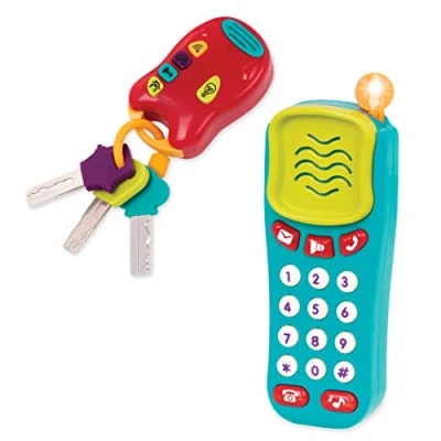Imagen de Battat juguete sensorial llave y teléfono móvil de para bebés llavero coche con luces sonidos niños a partir 18 meses