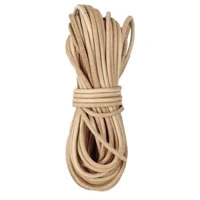 Imagen de 2mmx5m Cuerda Cuero para Manualidades de Piel Redonda Manualidades,Cordon Colgante,Genuino Cordon Colgante Pulseras, Bisuteria DIY,Cordon Vaca Color Primario