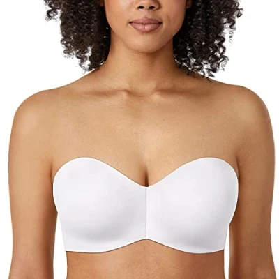 Imagen de DELIMIRA Mujer Sujetador Invisible Apoyo con Aros Sin Tirantes Blanco 100D