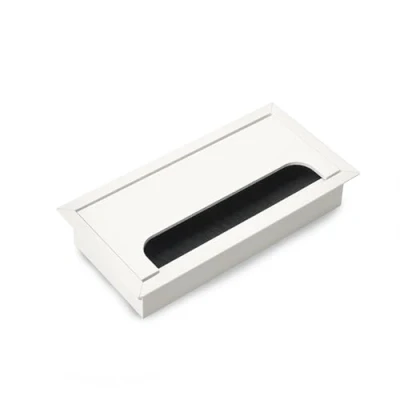 Imagen de Emuca Pasacables para Mesa, Rectangular, 160x80mm, encastrar, Aluminio, Pintado Blanco