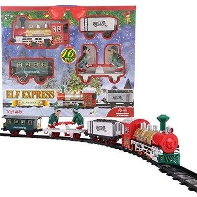Imagen de Toyland® Juego de Tren navideño Elf Express 16 Piezas con Luces y Sonido vagones en Movimiento 3 diseños Diferentes