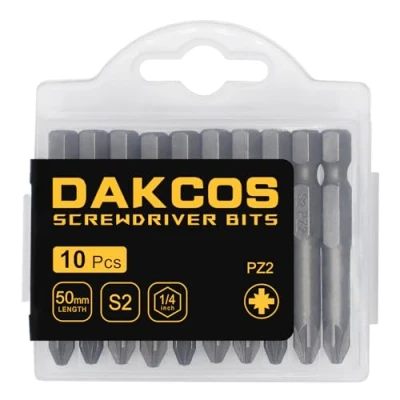 Imagen de DAKCOS Juego de Puntas Destornillador PZ2 10pc Phillips, acero S2, 50mm longitud