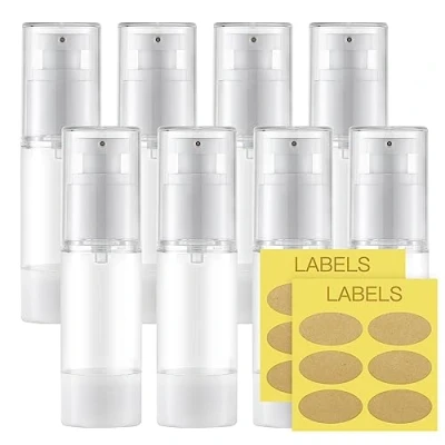 Imagen de Toureal 30ml Bote Airless Dispensador de Bomba (8 Piezas) Botella Vacía Viaje para Suero, Base, Loción (Transparente