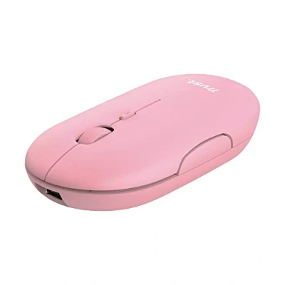 Imagen de Ratón inalámbrico Trust Puck, 1600 ppp, Bluetooth, RF inalámbrico, USB A, 2.0, Recargable, Rosa
