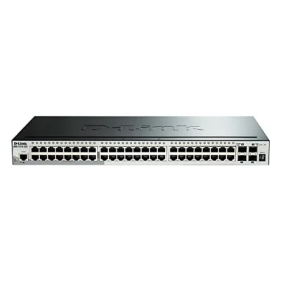 Imagen de D Link DGS 1510 52X/E, 52 Puertos Layer 2/3 Smart Managed Gigabit Stack Switch (48x 10/100/1000 MBit/s Puertos, 4X 10G SFP) Cordon d&#039;alimentation UE uniquement, Negro/Gris