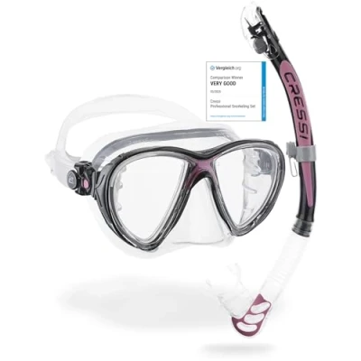 Imagen de Cressi Big Eyes EVO Conjunto Combo de Snorkel, Unisex Adulto, Transparente/Rosa, Talla Única