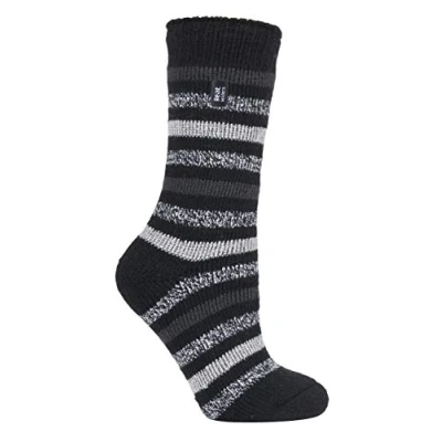 Imagen de HEAT HOLDERS Mujer Colores Rayas Fantasia Calcetines Termicos Gordos para Invierno (37 42 EU, Rosebud Negro)