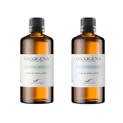 Imagen de Oxxigena Kit Base Neutra de 1 L, con Glicerina Vegetal Líquida Pura 99,5% (500 ml) + Glicol Propilénico Líquido Puro ml), 50 VG / PG, 100% Made in Italy, Pureza Farmacéutica