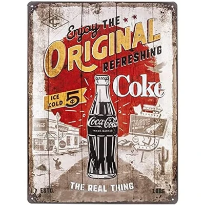 Imagen de Nostalgic Art Cartel de Chapa Retro Coca Cola Original Regalo para Aficionados a Coke, metálico, Diseño Vintage Decorativo, 30 x 40 cm
