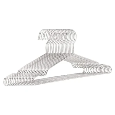 Imagen de Amazon Basics Perchas para ropa de acero inoxidable, Paquete 20, Cromo