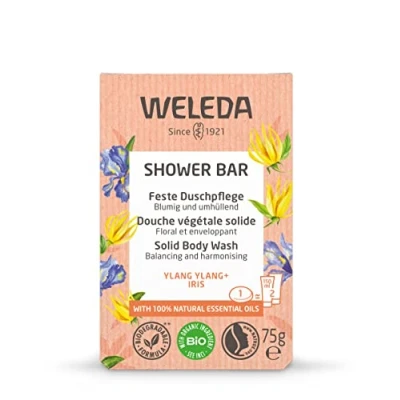 Imagen de Weleda Jabón de Ducha Sólido Envolvente Floral, Fragancia con Ylang e Iris, Limpia la Piel sin Resecarla, 100% Biodegradable, Apto para Todo Tipo Pastilla 75 g