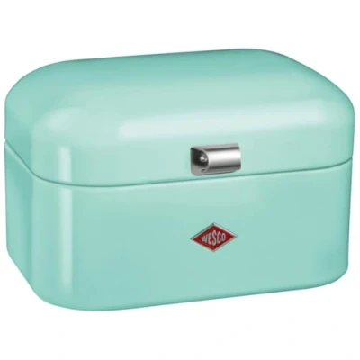 Imagen de WESCO Panera Single Grandy en color verde menta, chapa de acero pulverizada, orificios ventilación y mango estable