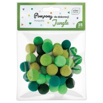 Imagen de Interdruk Pompones para Manualidades Paquete de 35 en 6 Colores Diferentes 18 mm Siámetro Jungle Set