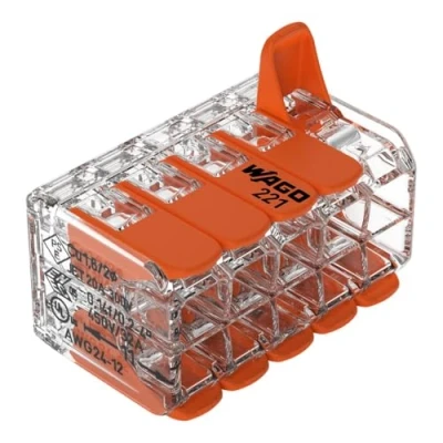 Imagen de WAGO Terminales de conexión 221 420 10 conductores, hasta 4 mm², conector cable compacto con palancas para todos los tipos conductores en todo el mundo, seguridad confirmada aplicación, 15