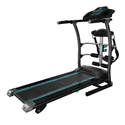 Imagen de Cecotec Cinta de Correr Plegable DrumFit WayHome 1400 Runner Vibrator. 1500 W, Cinturón Masaje, Mancuernas y Barras espuma, 1 14 km/h, 12 Programas, Superficie carrera 123x40 cm