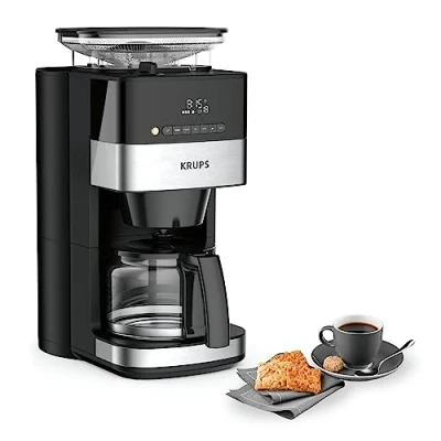 Imagen de Krups Grind and Brew KM8328 cafetera de filtro con molinillo, 1.25 L, 10 15 tazas, automática, molinillo cónico, café en grano, molido, panel control digital LED