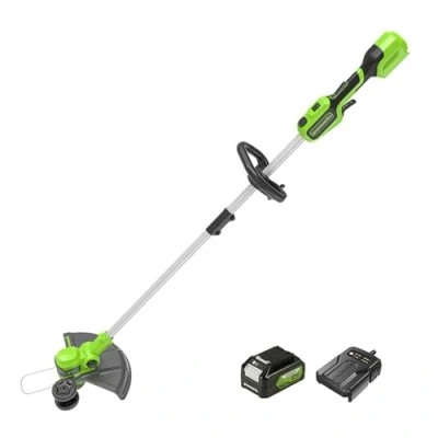 Imagen de Greenworks 24V Cortabordes a Batería con Rueda para Jardines Medianos, 33 cm Ancho de Corte, Alimentación Automática Hilo Nylon 2 mm, (24 V 4 Ah) y Cargador, 3 Años Garantía GD24LT33K4