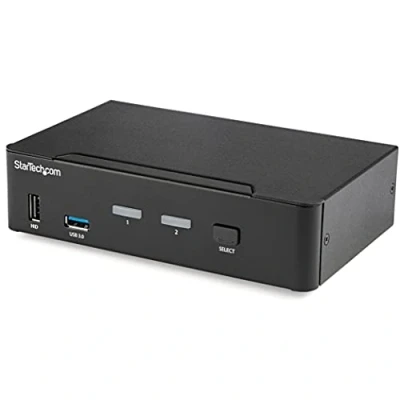 Imagen de Startech.Com Switch Conmutador Kvm De 2 Puertos Displayport 4K A 60Hz Para Una Pantalla Dp 1.2 Uhd Con Hub Ladrón Usb 3.0 Y Audio Dell Hp Apple Taa (Sv231Dpu34K)