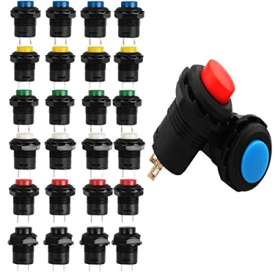 Imagen de RUNCCI YUN 24pcs interruptor pulsador 12mm，Interruptor de botón Bloqueo,redondos,(3A 125V AC/1.5A 250V AC)