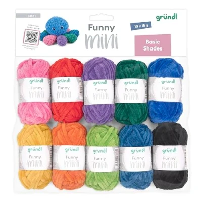 Imagen de Gründl Funny mini Basic Shades 10 x 15 g, juego de punto hilo chenilla 100% poliéster, ovillos