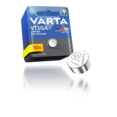 Imagen de VARTA Pilas de Botón V13GA/LR44, paquete 10, Power on Demand, 1,5V, para juguetes, calculadoras, dispositivos medición, compacto con larga duración y alto rendimiento