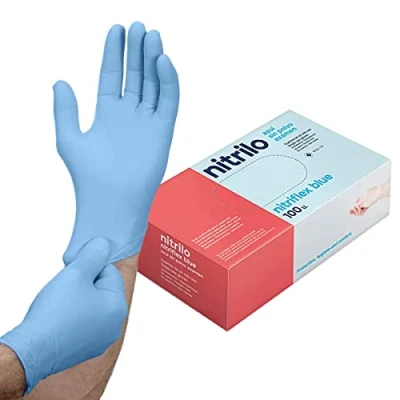 Imagen de Sumedtec Guantes Nitrilo Talla S (Pack 100 uds), Desechables, Azul, Desechables Nitrilo, Sin Polvo, Azules (LATEX FREE)