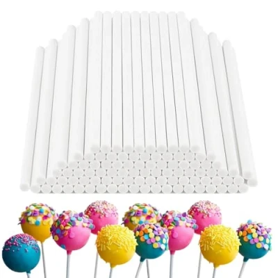 Imagen de TRKETK 100 Piezas Palos para Cake Pops, de Piruleta Palitos Reutilizables Pasteles 4 Pulgadas Papel Lollipop Sticks Pop Stick Dulces, Galletas y Postres