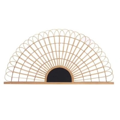 Imagen de Gift Decor Cabecero de Cama Abanico Marrón Negro Ratán 160 x 80 2 cm