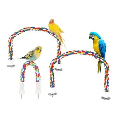 Imagen de Kellegour 3 Pcs Cuerda Espiral para Pájaros,Perchas Pajaros de Loro,Cuerda Masticar Pájaros,Cuerda en Pájaros,para Periquitos(40cm,80cm)