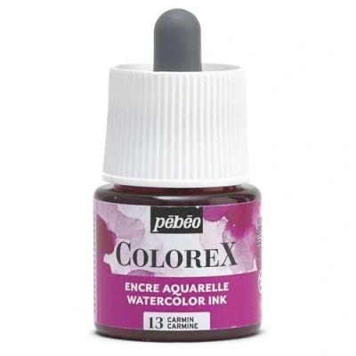 Imagen de Pébéo Tinta Colorex 45 ML Carmín Acuarela rosa Representación aterciopelada Dibujo Multiherramienta Todos los Soportes