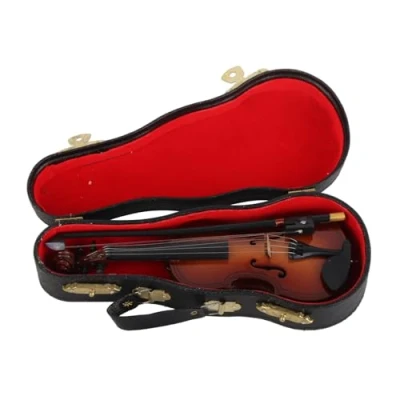 Imagen de Modelo de Violín en Miniatura,Mini Madera Instrumento Musical con Arco, para Decoración Oficina El Hogar