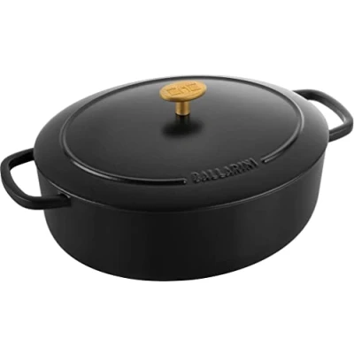 Imagen de BALLARINI Bellamonte Cacerola ovalada de hierro fundido esmaltado, 29 cm, 4,5 L, color negro