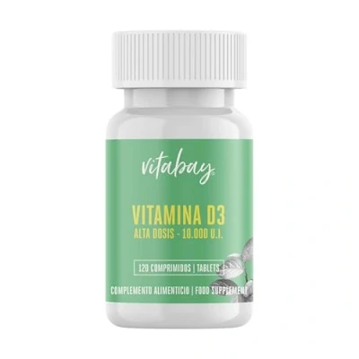 Imagen de Vitabay Vitamina D Colecalciferol 120 Comprimidos Veganos de D3 10000 UI Alta Dosificación a base Lichens Probados Tomar 1 Comprimido cada 5 Días