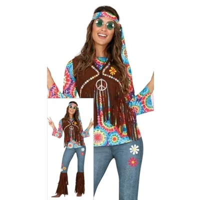 Imagen de FIESTAS GUIRCA Disfraz de Hippie Mujer Adulta Talla M 38 40