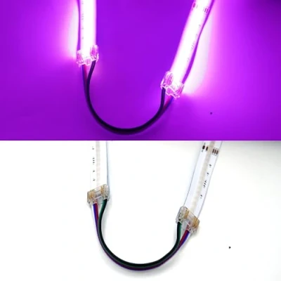 Imagen de conector de tira LED RGB/RGBW COB, 10Pcs 10mm/12mm ángulo LED, en forma L, 4 Pin/5 Pin para COB 10mm RGB/12mm RGBW (5P 12mm RGBW, dual+cable)