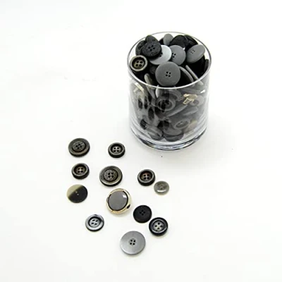 Imagen de Botones de formas y tamaños surtidos, 250 g, gris