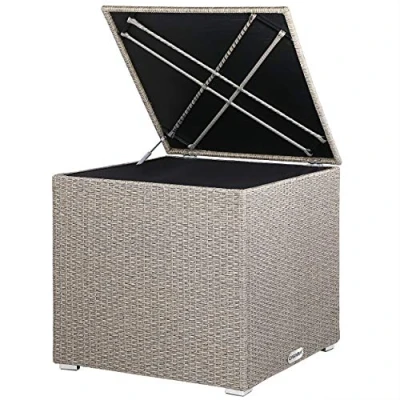 Imagen de CASARIA® Baúl Almacenamiento XXL 318L Poliratán Acero 75x75x70cm Intemperie Forro Interior Impermeable