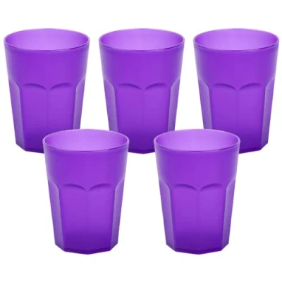 Imagen de ENGELLAND 5 vasos de plástico, color morado, efecto helado, 400 ml, a prueba roturas, apilables, reutilizables, para fiestas