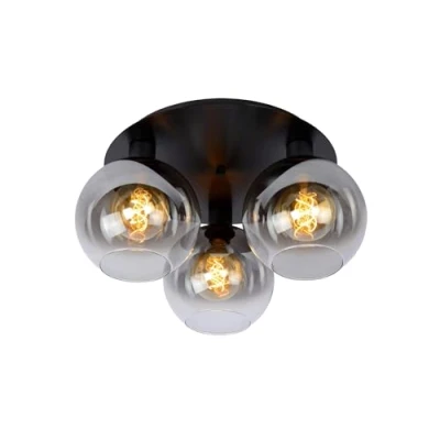 Imagen de Lucide Marius plafón, negro, Ø 50 cm, cristal, 3 luces