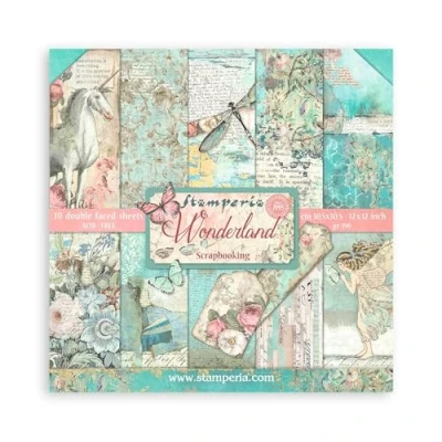 Imagen de Stamperia SBBL38 Bloc de papel (10 hojas, doble cara, 30,5 x cm), diseño Wonderland, multicolor