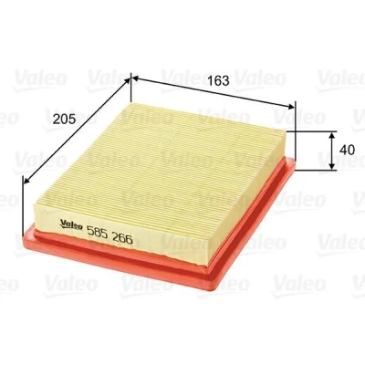 Imagen de VALEO 585266 Filtro de aire 40 163 205 Cartucho filtrante HYUNDAI: Accent 1, I Berlina, LANTRA 2